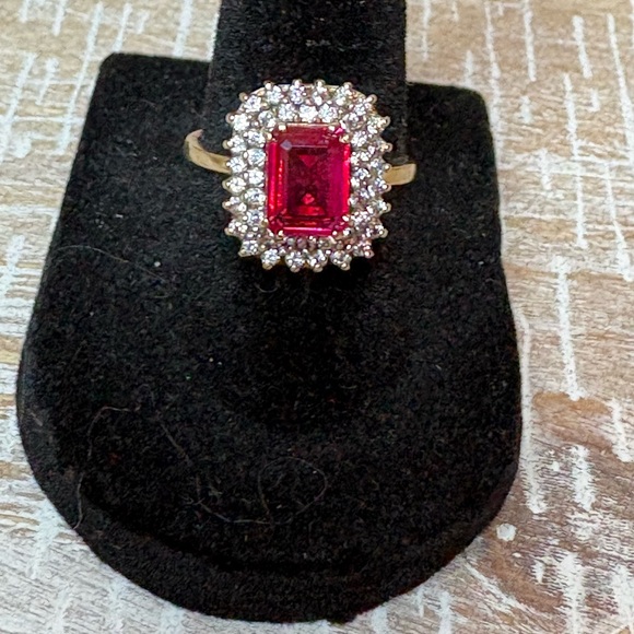 Rudy and Diamond ring- 10k solid gold size 7